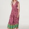 Paisley Frill Sleeve Maxi Dress -Hallmark Style D167781 RASPBERRY 2