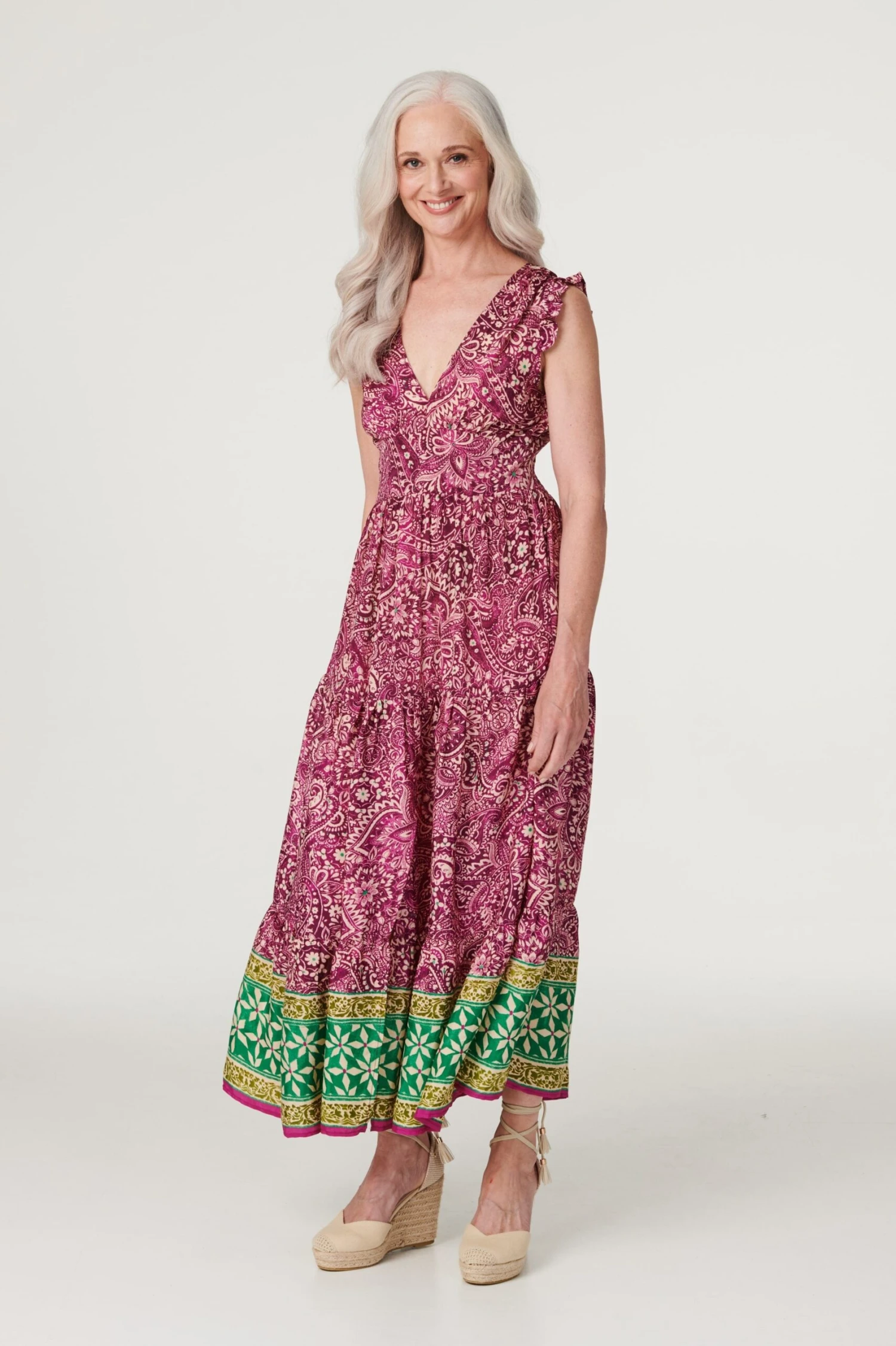 Paisley Frill Sleeve Maxi Dress 3 Paisley Frill Sleeve Maxi Dress