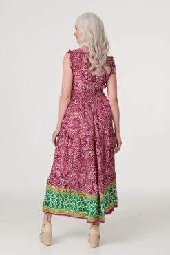 Paisley Frill Sleeve Maxi Dress 9 Paisley Frill Sleeve Maxi Dress -Hallmark Style D167781 RASPBERRY 5
