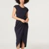 Tie Waist Jersey Tulip Midi Dress 2 Tie Waist Jersey Tulip Midi Dress -Hallmark Style D167911 NAVY 1