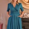 Ruched Waist Jersey Wrap Dress -Hallmark Style D1679131