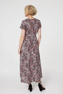 Animal Print Wrap Front Maxi Dress -Hallmark Style D167918 MULTI PINK 5