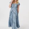 Animal Print Ruched Maxi Dress -Hallmark Style D167925 BLUE 2