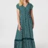 Polka Dot Lace Trim Maxi Dress 2 Polka Dot Lace Trim Maxi Dress -Hallmark Style D167956 GREEN 1