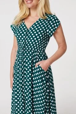 Polka Dot Lace Trim Maxi Dress -Hallmark Style D167956 GREEN 4