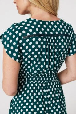 Polka Dot Lace Trim Maxi Dress -Hallmark Style D167956 GREEN 7