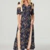 Printed 1/2 Sleeve Maxi Dress
