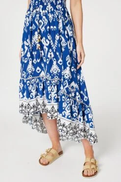Ikat Print High Low Maxi Dress -Hallmark Style D168093 NAVY 5