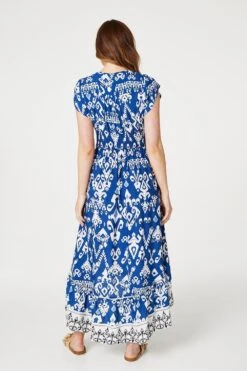 Ikat Print High Low Maxi Dress -Hallmark Style D168093 NAVY 6