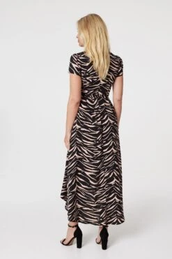 Printed High Low Maxi Dress -Hallmark Style D168116 MULTI BLACK 6
