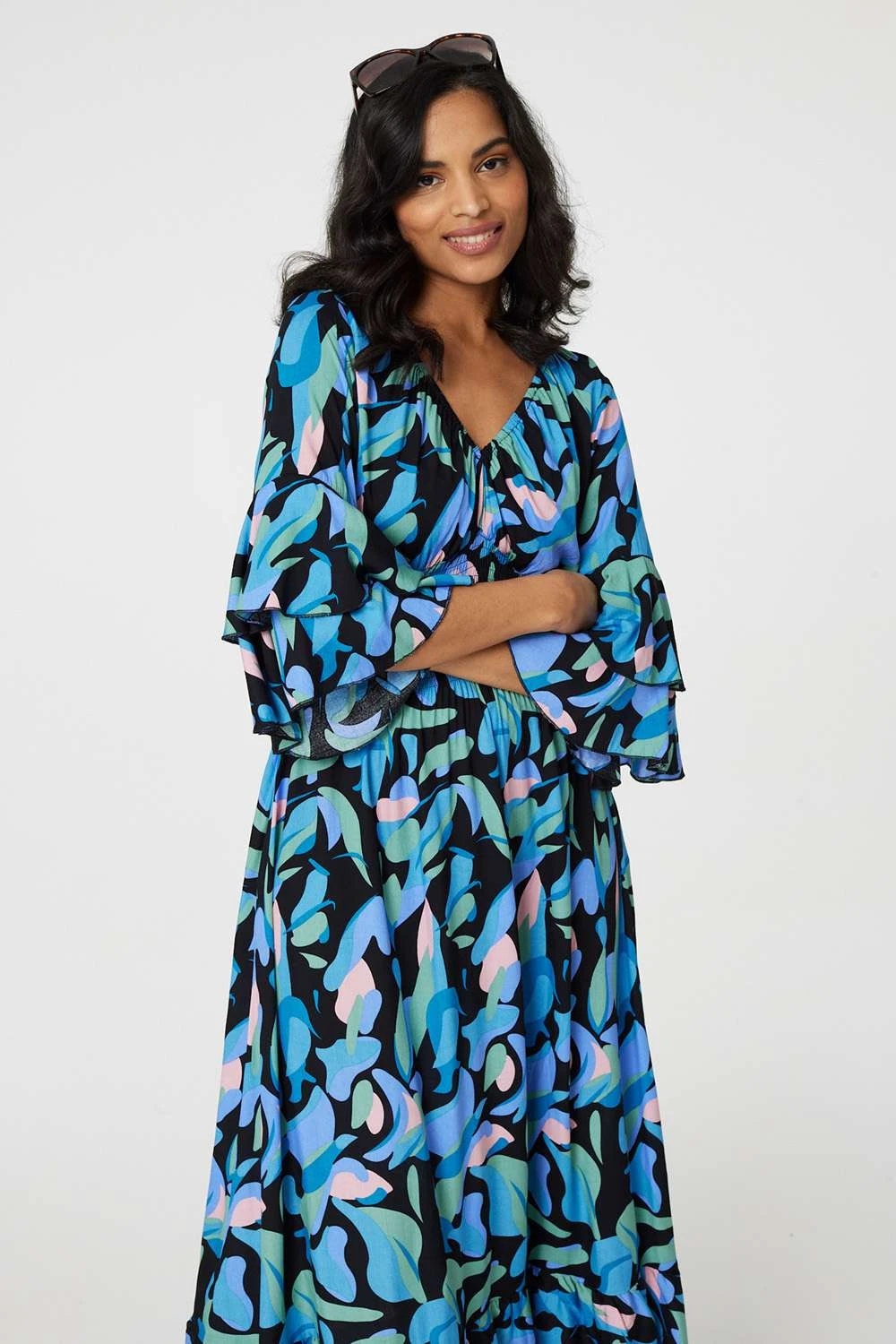 Printed Ruffle Hem Empire Maxi Dress 7 Printed Ruffle Hem Empire Maxi Dress - Image 5