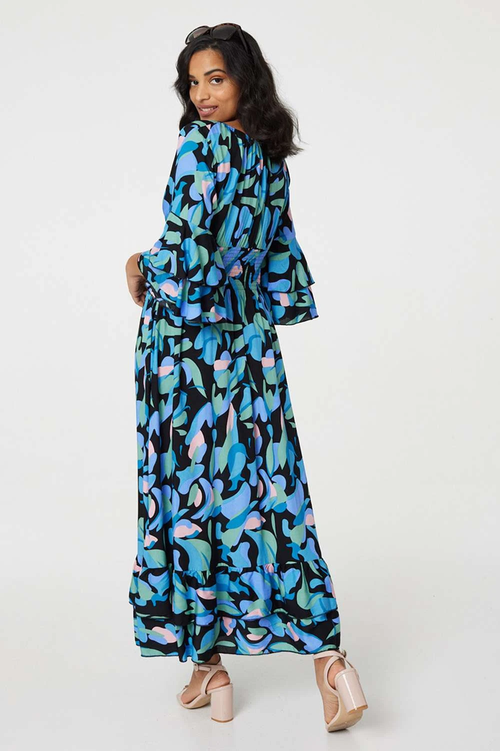 Printed Ruffle Hem Empire Maxi Dress 5 Printed Ruffle Hem Empire Maxi Dress - Image 3