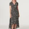 Animal Print High Low Maxi Dress 2 Animal Print High Low Maxi Dress -Hallmark Style D168416 BLACK 1