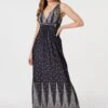 Polka Dot Empire Maxi Dress -Hallmark Style D168420 BLACK 2