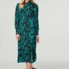 Floral High Neck Split Midi Dress -Hallmark Style D168486 MULTI GREEN 2