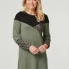 Colour Block Short Jumper Dress -Hallmark Style D168559 KHAKI 2