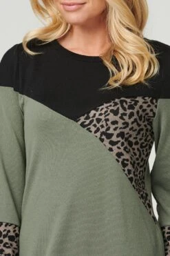 Colour Block Short Jumper Dress -Hallmark Style D168559 KHAKI 3