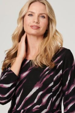 Printed Twist Back Skater Dress -Hallmark Style D168563 MULTI PURPLE 4