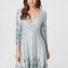 Printed Hanky Hem Wrap Dress -Hallmark Style D168564 GREY 8