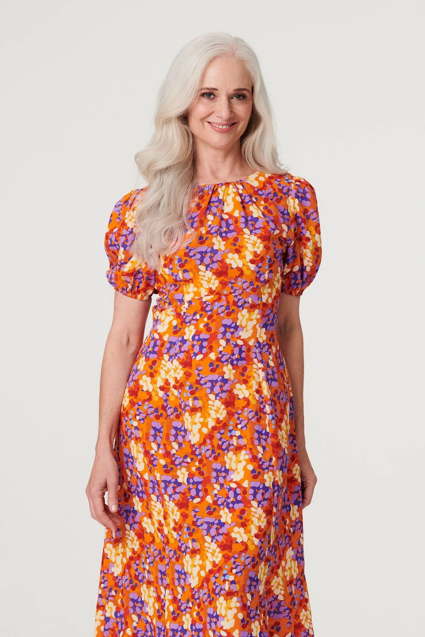 Printed Puff Sleeve Midi Tea Dress 4 Printed Puff Sleeve Midi Tea Dress - Image 2