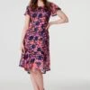 Floral Lace High Low Midi Dress -Hallmark Style D168780 MULTI NAVY 2
