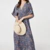 Paisley Print Kimono Sleeve Midi Dress -Hallmark Style D168838 MULTINAVY 2