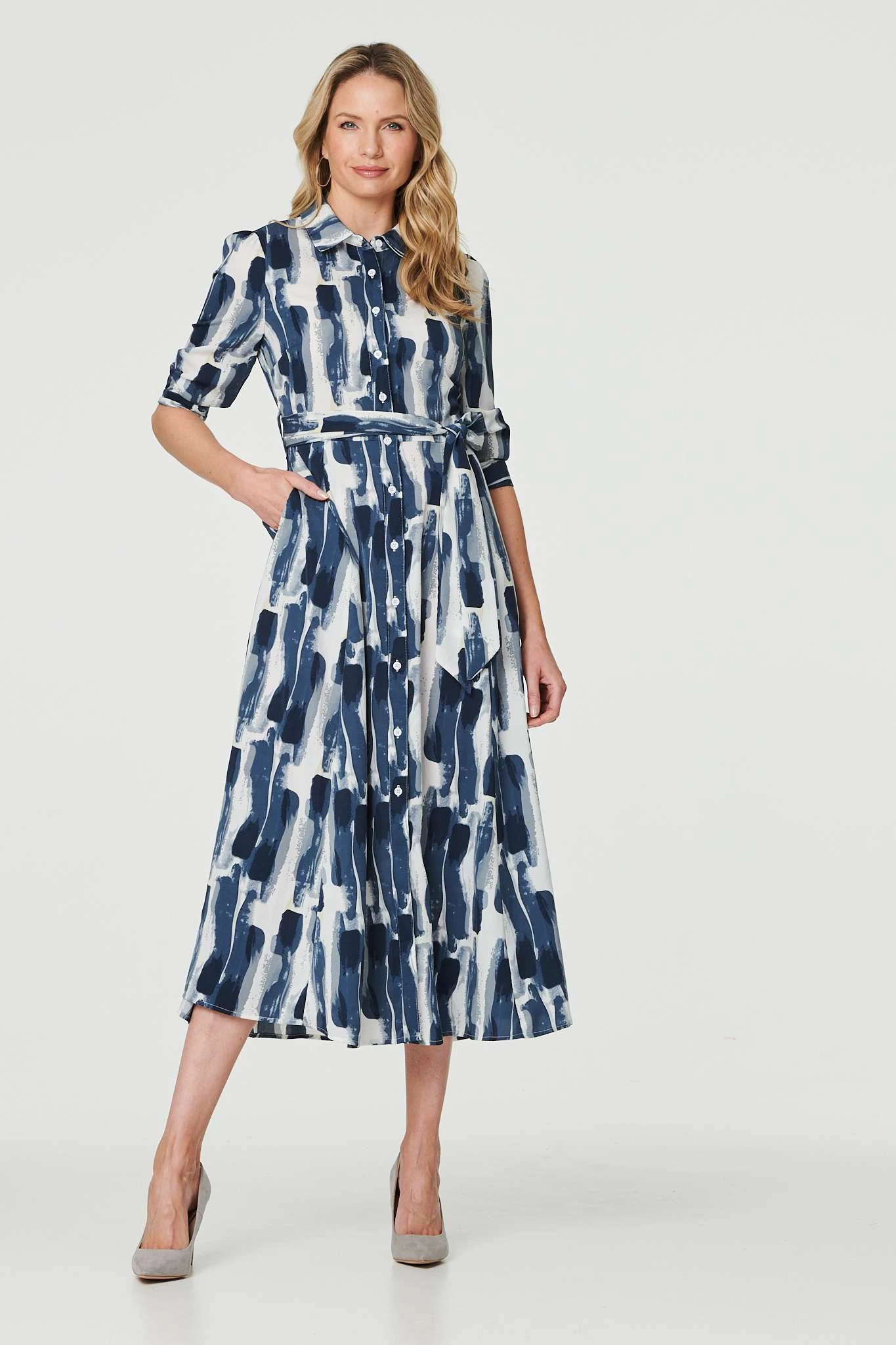 Printed Tailored Midi Shirt Dress 3 Printed Tailored Midi Shirt Dress