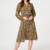 Ikat Print Midi Shirt Dress -Hallmark Style D168967 MUSTARD 1
