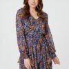Floral Layered Hem Short Dress 1 Floral Layered Hem Short Dress -Hallmark Style D168979 MULTI BLUE 2