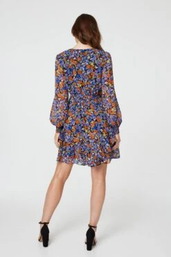 Floral Layered Hem Short Dress 10 Floral Layered Hem Short Dress -Hallmark Style D168979 MULTI BLUE 6