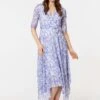 Tie Dye Print 1/2 Sleeve Midi Dress -Hallmark Style D169263 BLUE 1