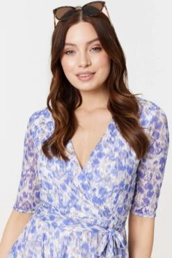 Tie Dye Print 1/2 Sleeve Midi Dress -Hallmark Style D169263 BLUE 3