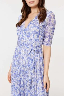 Tie Dye Print 1/2 Sleeve Midi Dress -Hallmark Style D169263 BLUE 4