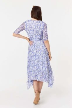 Tie Dye Print 1/2 Sleeve Midi Dress -Hallmark Style D169263 BLUE 6