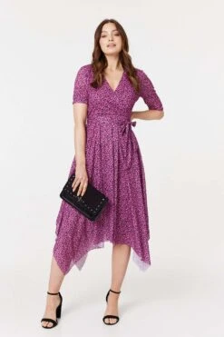 Animal Print Tie Waist Midi Dress 18 Animal Print Tie Waist Midi Dress -Hallmark Style D169264 PINK 2