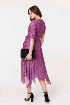 Animal Print Tie Waist Midi Dress 13 Animal Print Tie Waist Midi Dress -Hallmark Style D169264 PINK 8