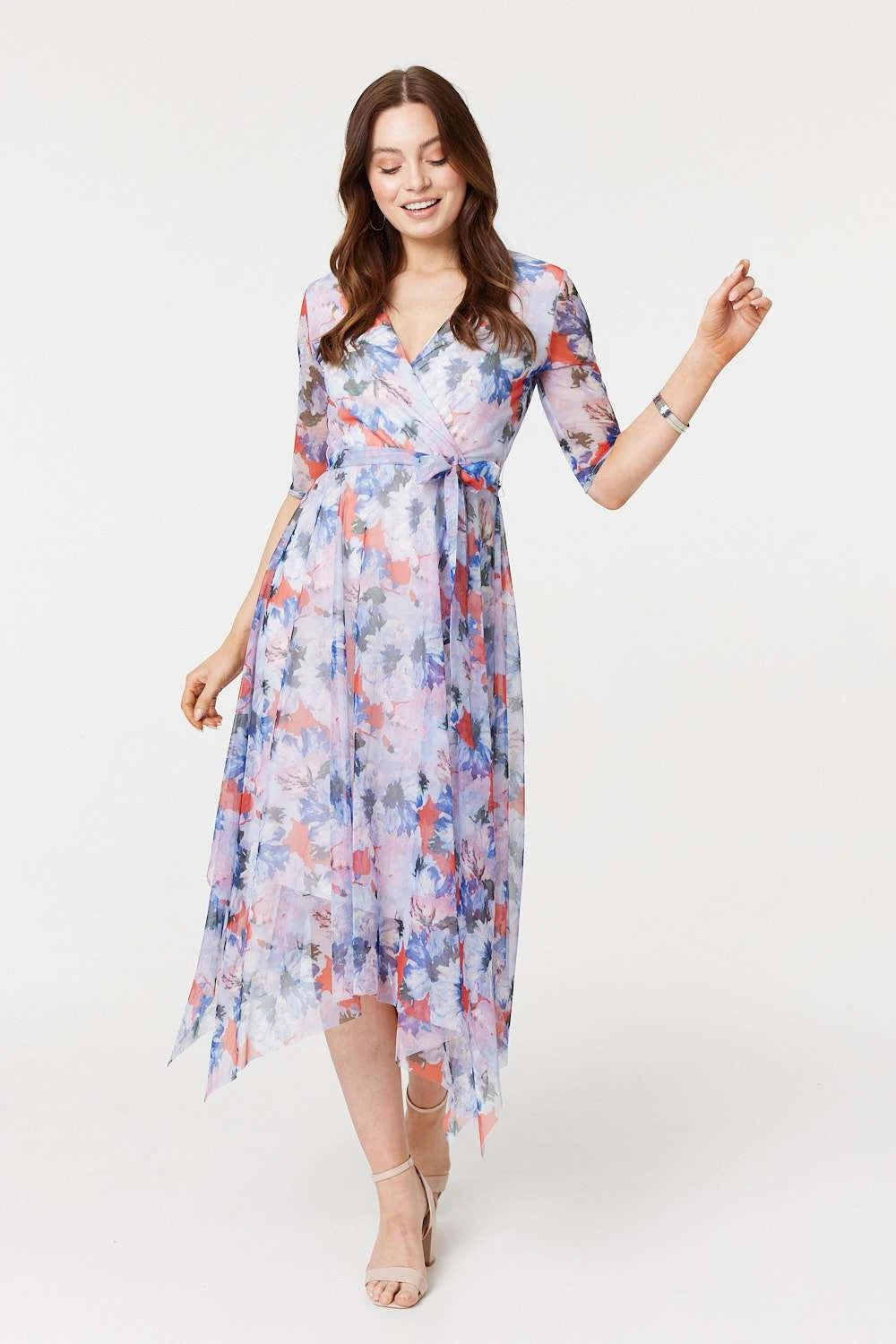 Floral Semi Sheer Layered Midi Dress 3 Floral Semi Sheer Layered Midi Dress