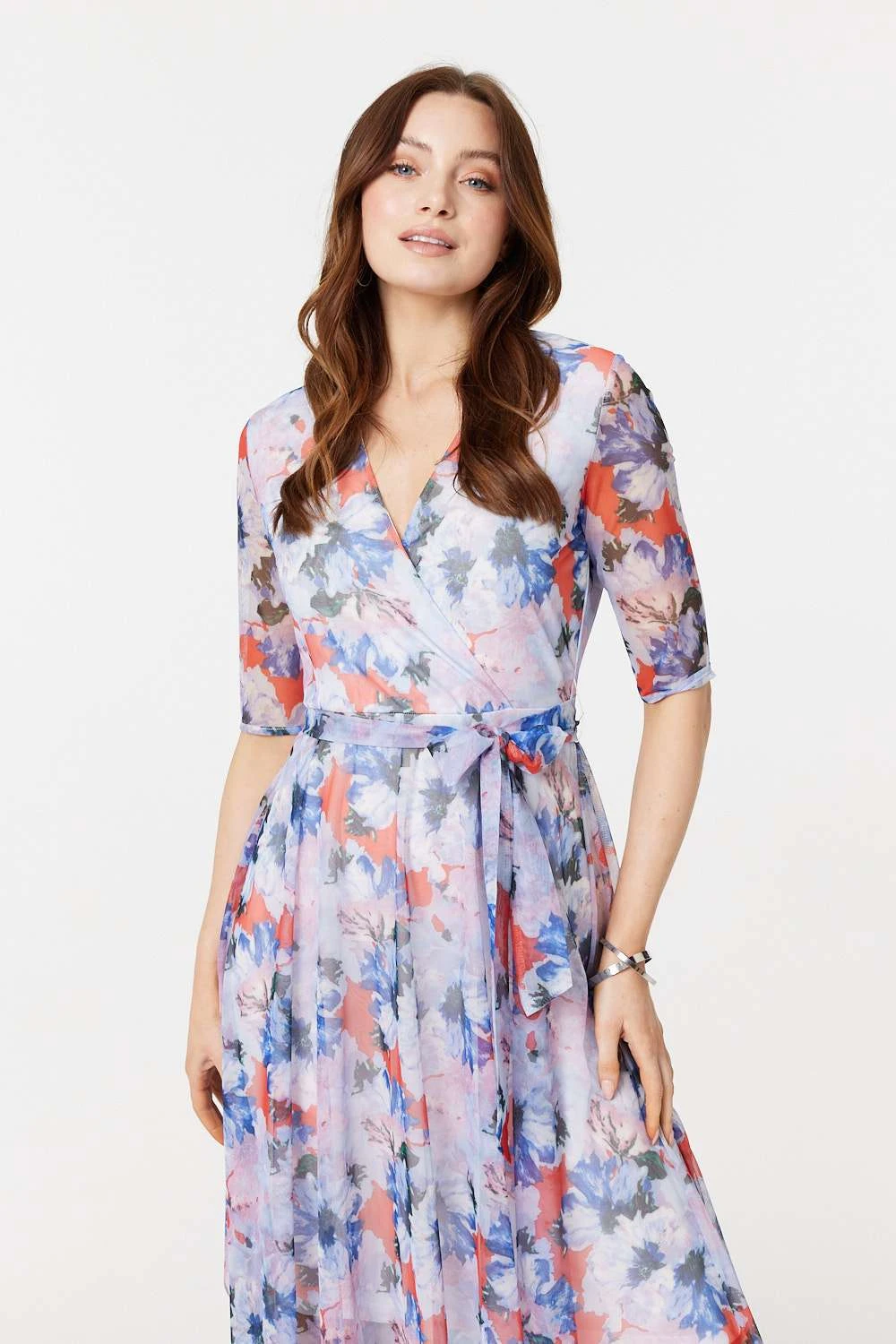Floral Semi Sheer Layered Midi Dress 4 Floral Semi Sheer Layered Midi Dress - Image 2