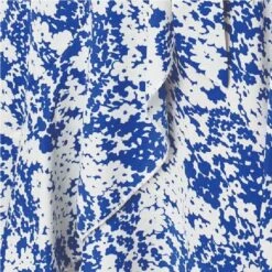 Printed Tie Waist Midi Wrap Dress -Hallmark Style D169413 BLUE swatch