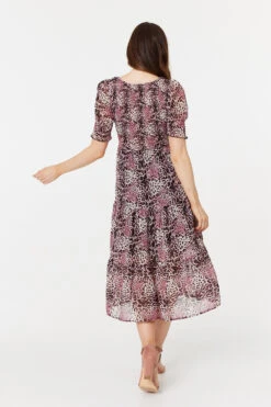 Animal Print Midi Smock Dress -Hallmark Style D169416 PINK 7