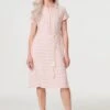 Striped Tie Waist Knee Length Dress