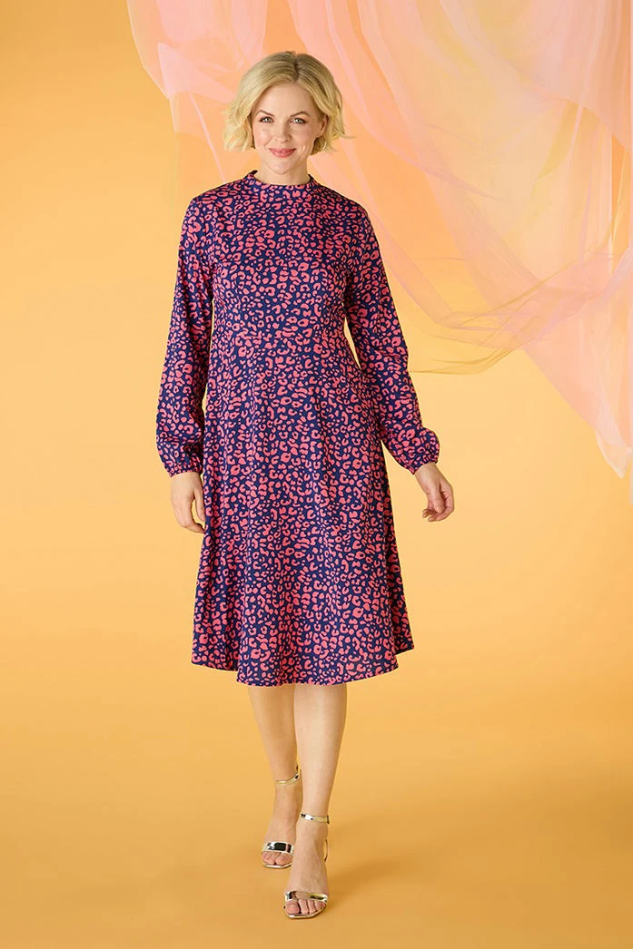 Leopard Print High Neck Tea Dress 3 Leopard Print High Neck Tea Dress