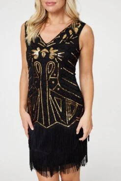 Sequin Sleeveless Short Dress -Hallmark Style D169789 BLACK 5