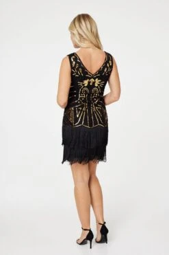 Sequin Sleeveless Short Dress -Hallmark Style D169789 BLACK 6
