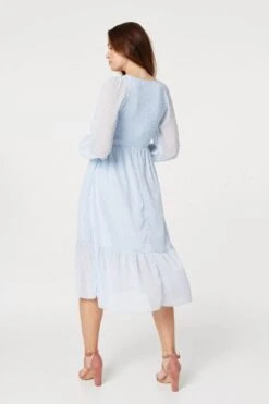 Embossed Polka Dot Smock Dress -Hallmark Style D169963 LIGHT BLUE 7