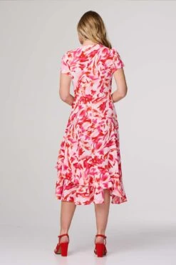 Printed Layered Hem Midi Dress -Hallmark Style D170226 RED 6
