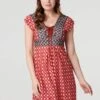 Printed Lace-Up Knee Length Dress 2 Printed Lace-Up Knee Length Dress -Hallmark Style D170378 MULTI RED 3