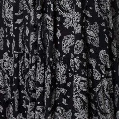 Paisley Print Keyhole Neck Relaxed Dress -Hallmark Style D170409 BLACK AND WHITE swatch