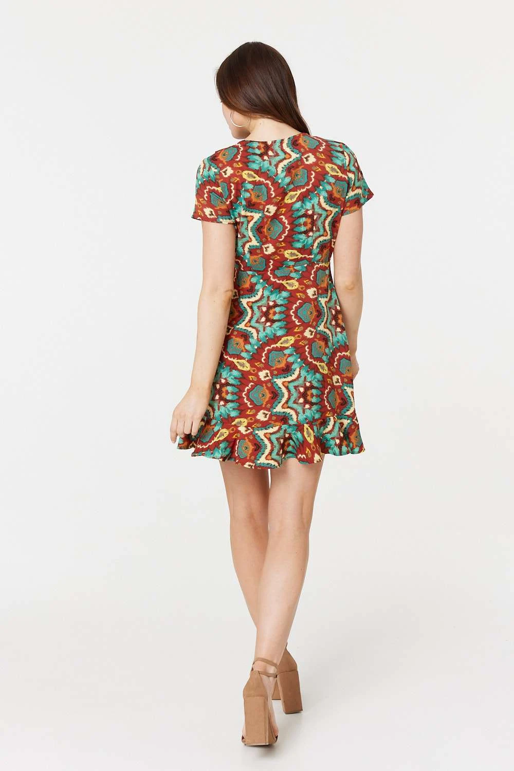 Printed Ruffle Front Wrap Dress 5 Printed Ruffle Front Wrap Dress - Image 3