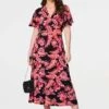 Printed Angel Sleeve Midi Dress 2 Printed Angel Sleeve Midi Dress -Hallmark Style D170425 BLACK 1